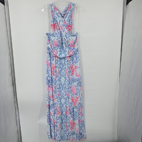 sachin and babi light blue dress Tawny Floral-Applique Halter Maxi Dress by Silvia Tcherassi